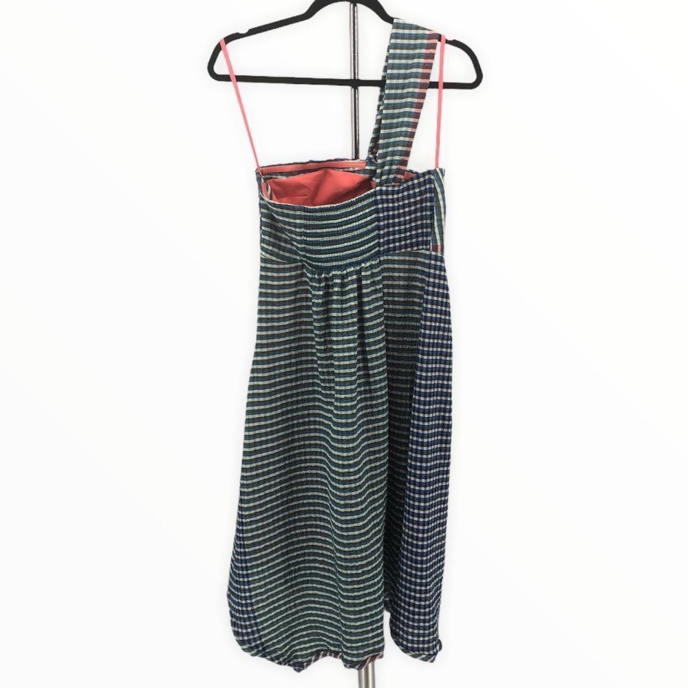 Maeve Waverly One Shoulder Multicolor Gingham Midi Dress size 6 - Picture 9 of 13